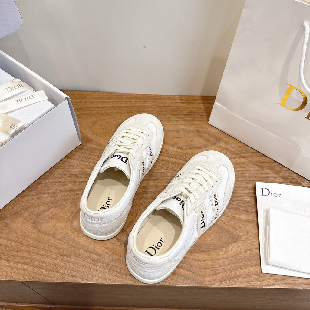 White Suede Ribbon Sneaker
