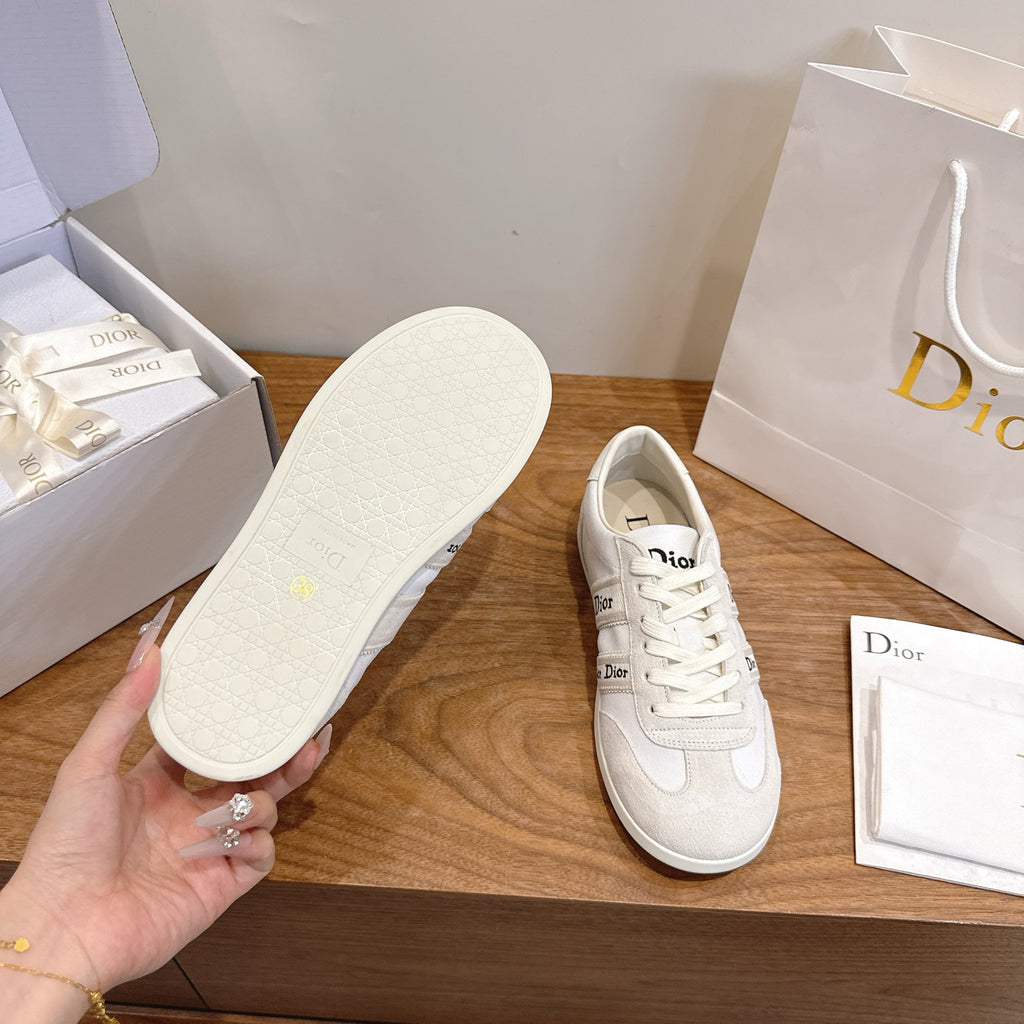 White Suede Ribbon Sneaker