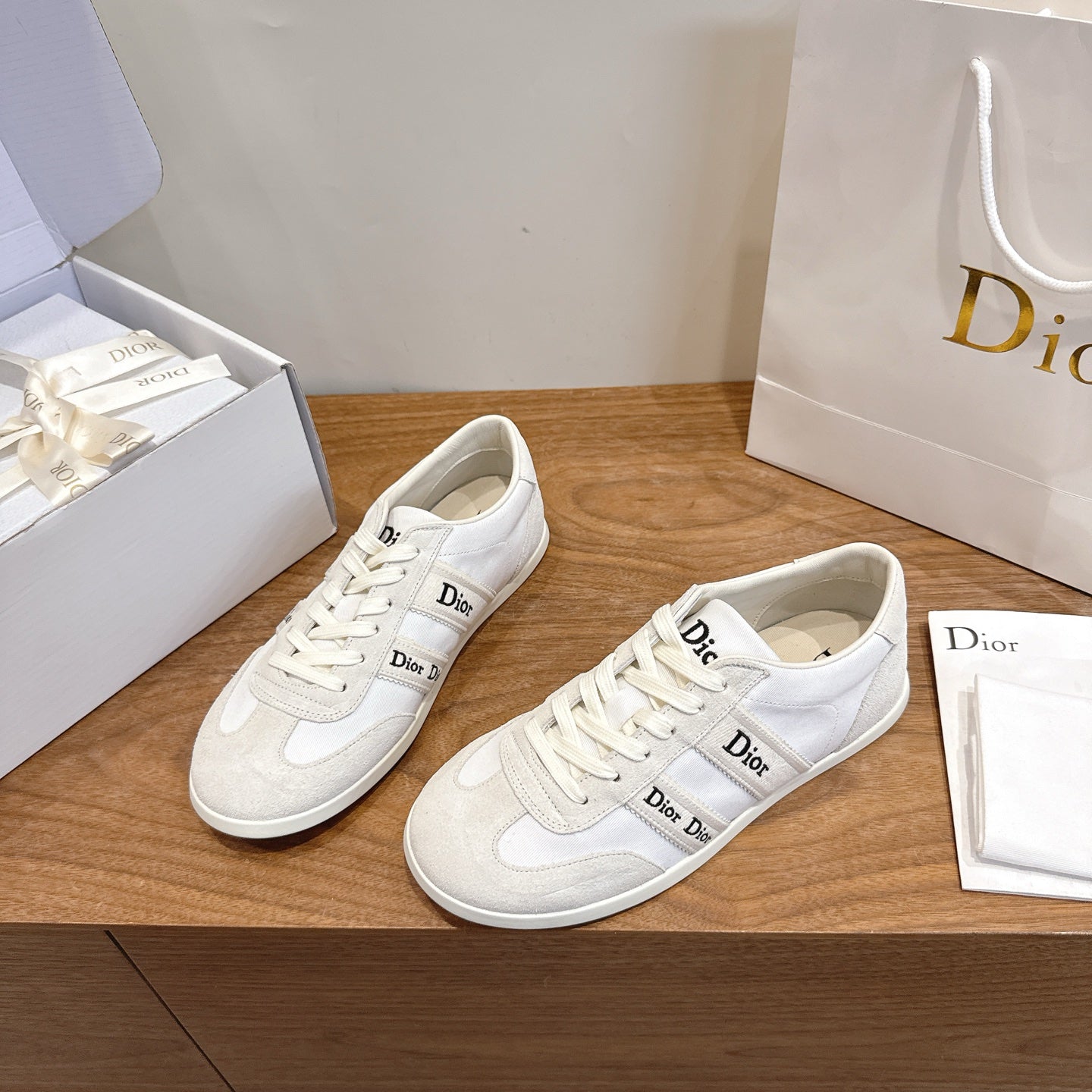 White Suede Ribbon Sneaker