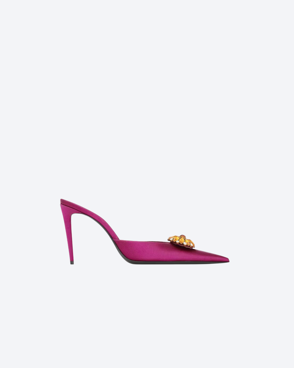 Smashed Prune Cosmo Mules In Satin
