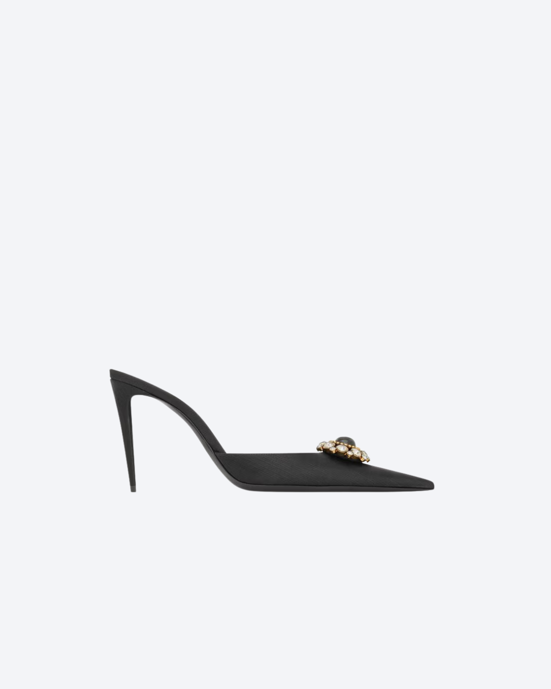Black Cosmo Mules In Satin