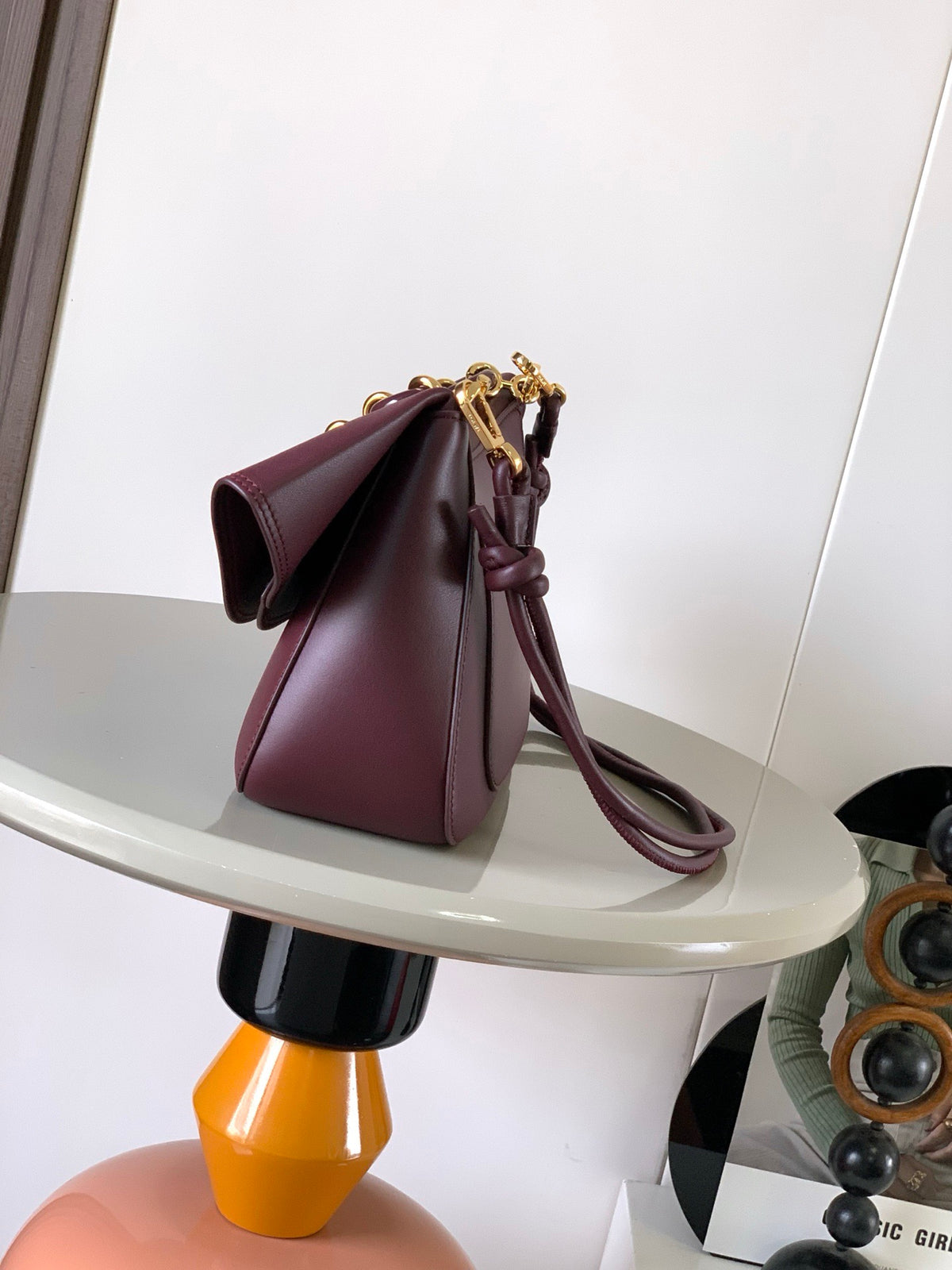 Dark Burgundy Medium Ola Bag In Leather