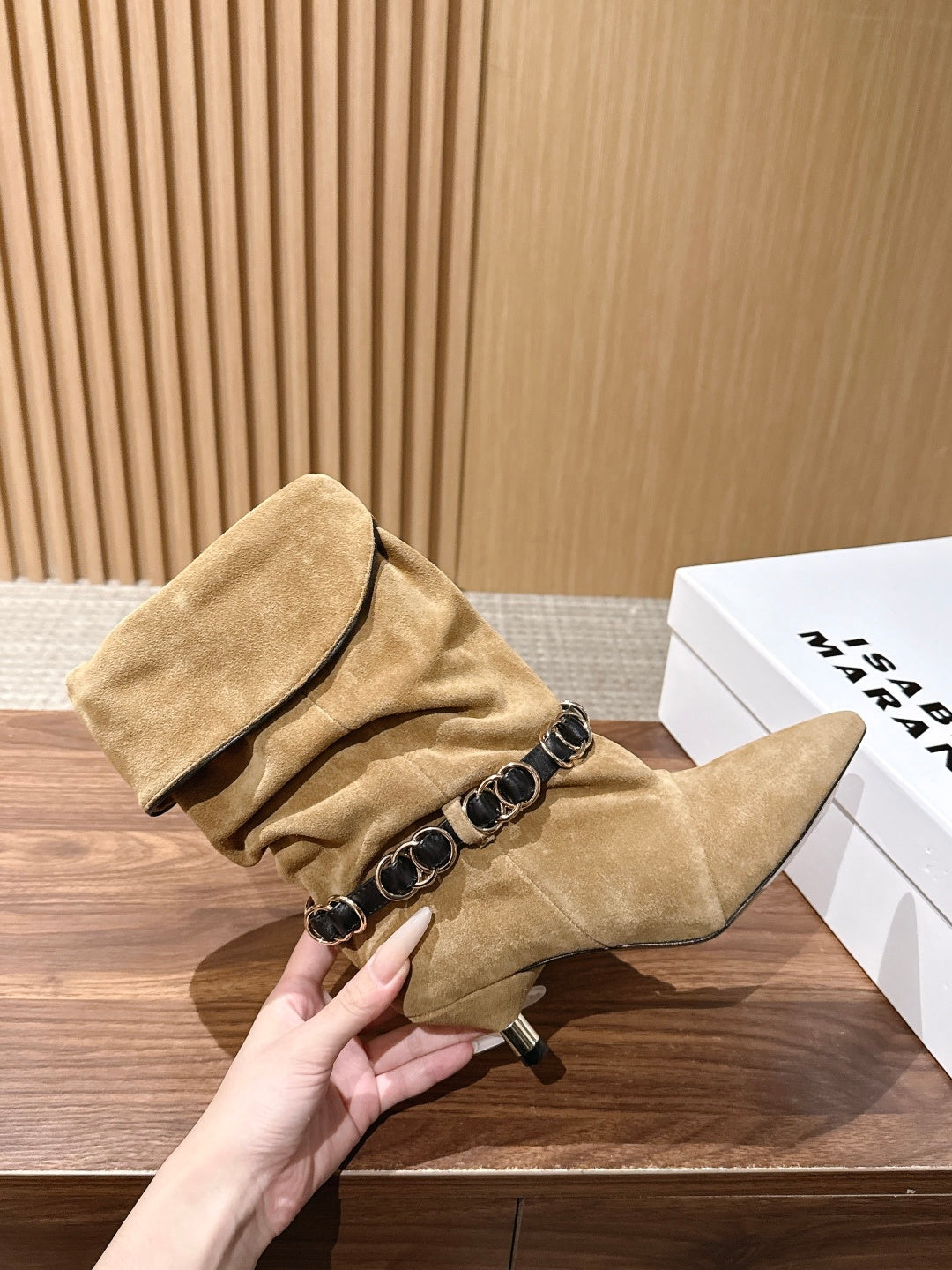 Taupe Edrik Rings Ankle Boots
