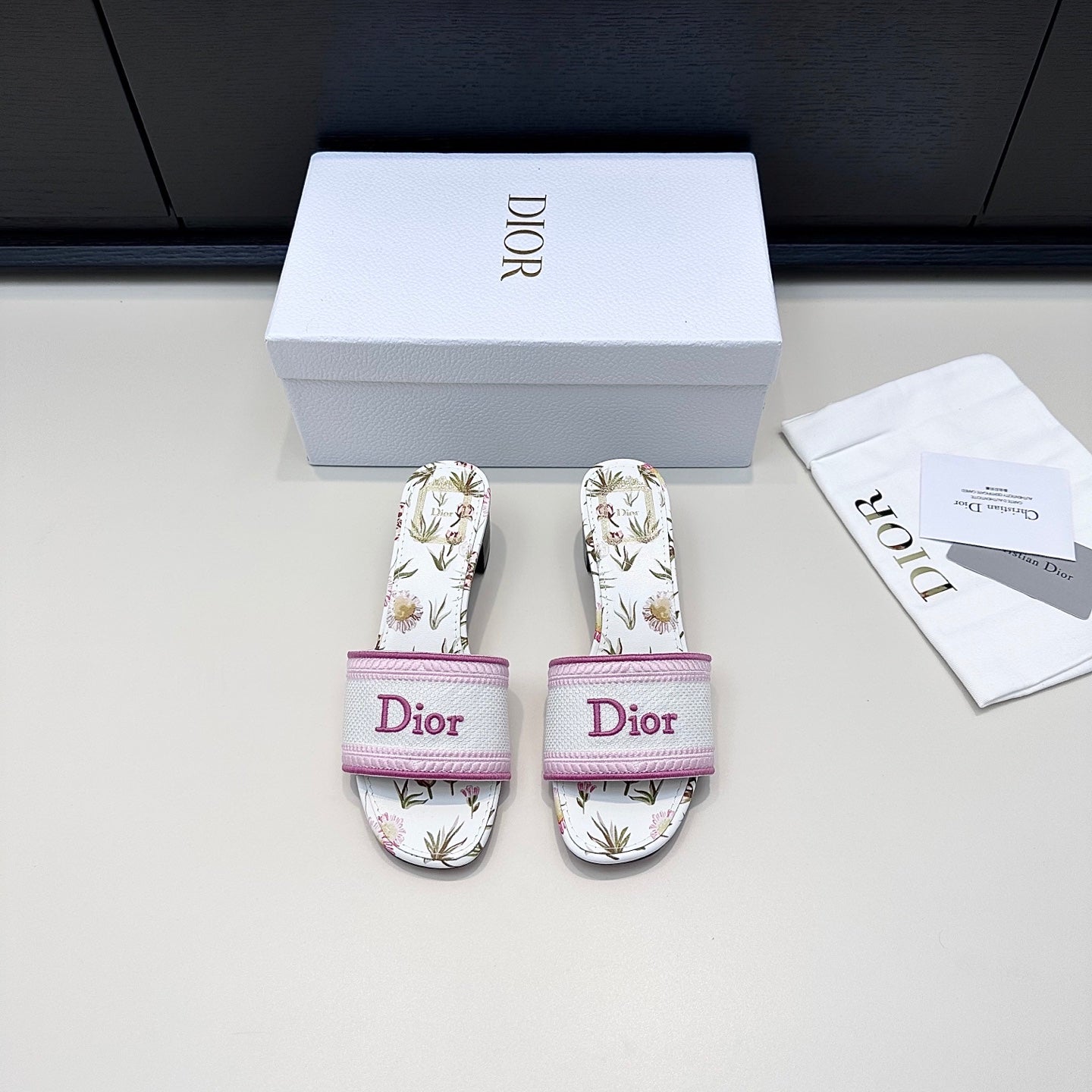 White & Songe Pink Dway Heeled Slide