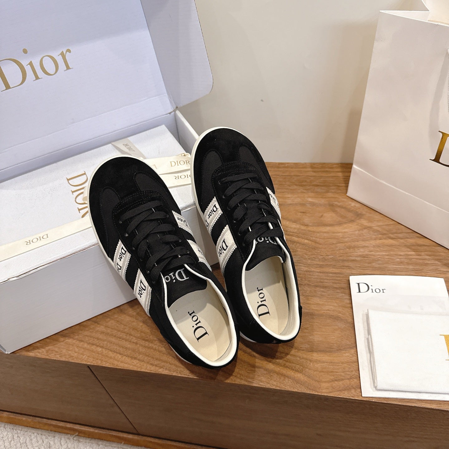 Black Suede Ribbon Sneaker