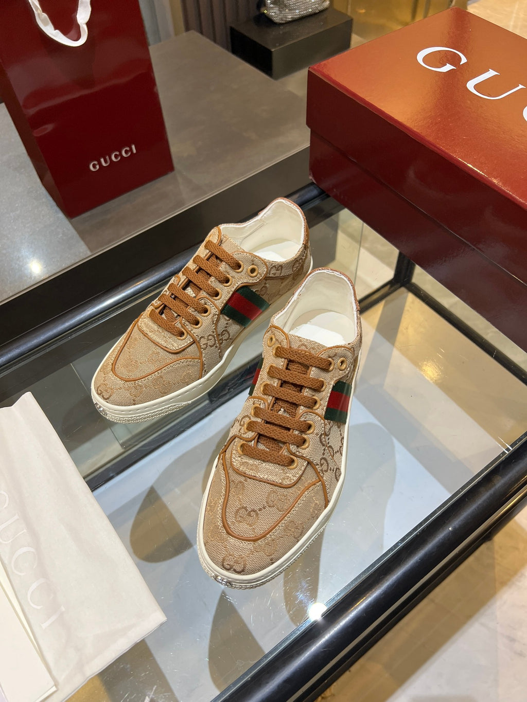 Women's Sand & Dark Brown Stretch Low-Top Sneaker