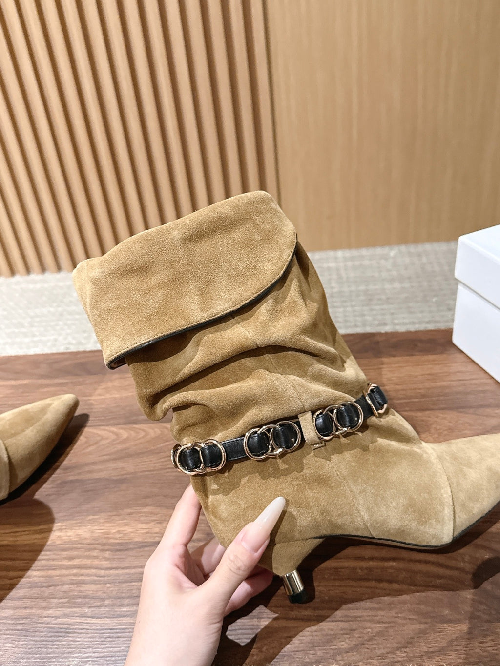 Taupe Edrik Rings Ankle Boots