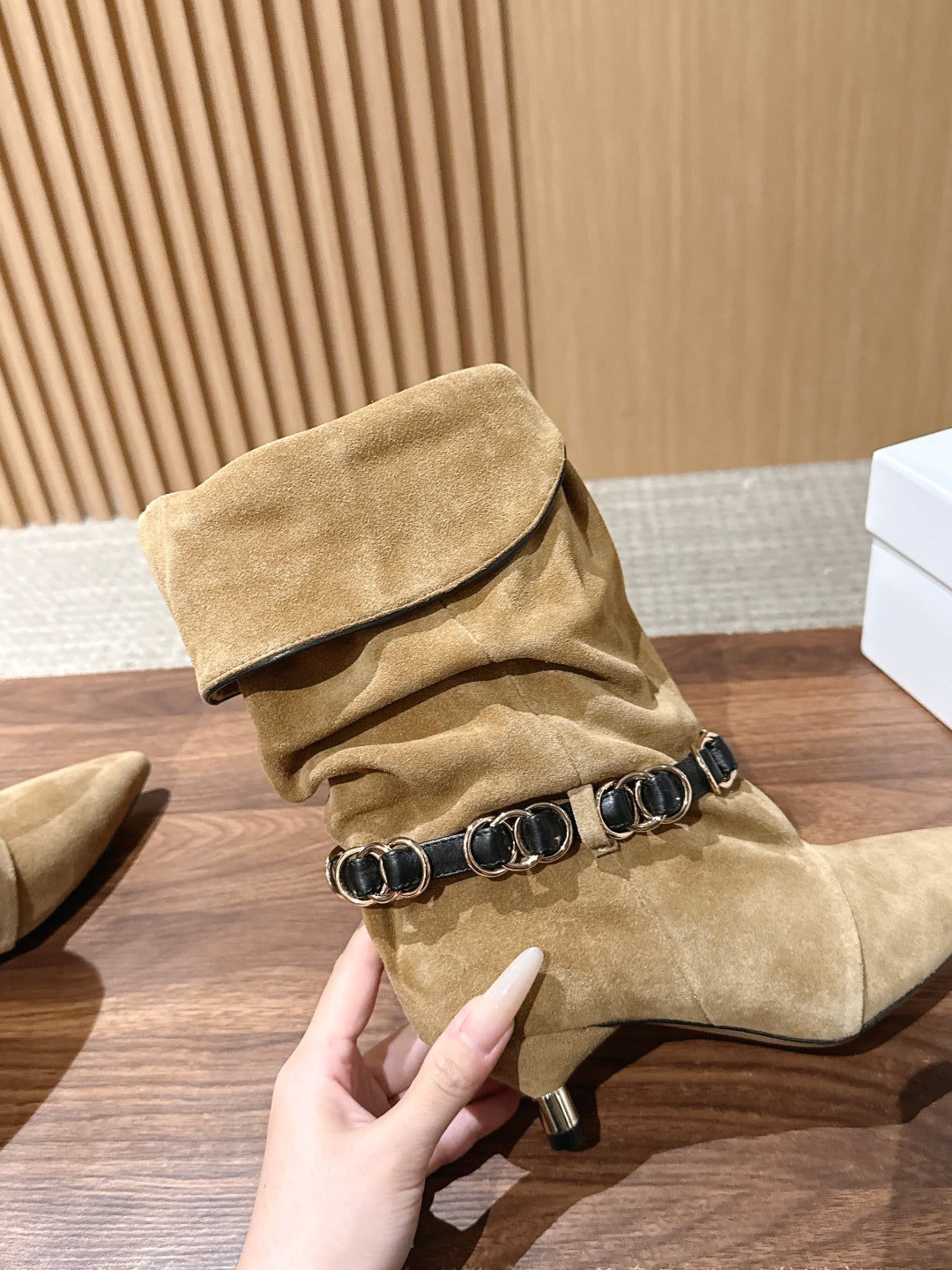 Taupe Edrik Rings Ankle Boots