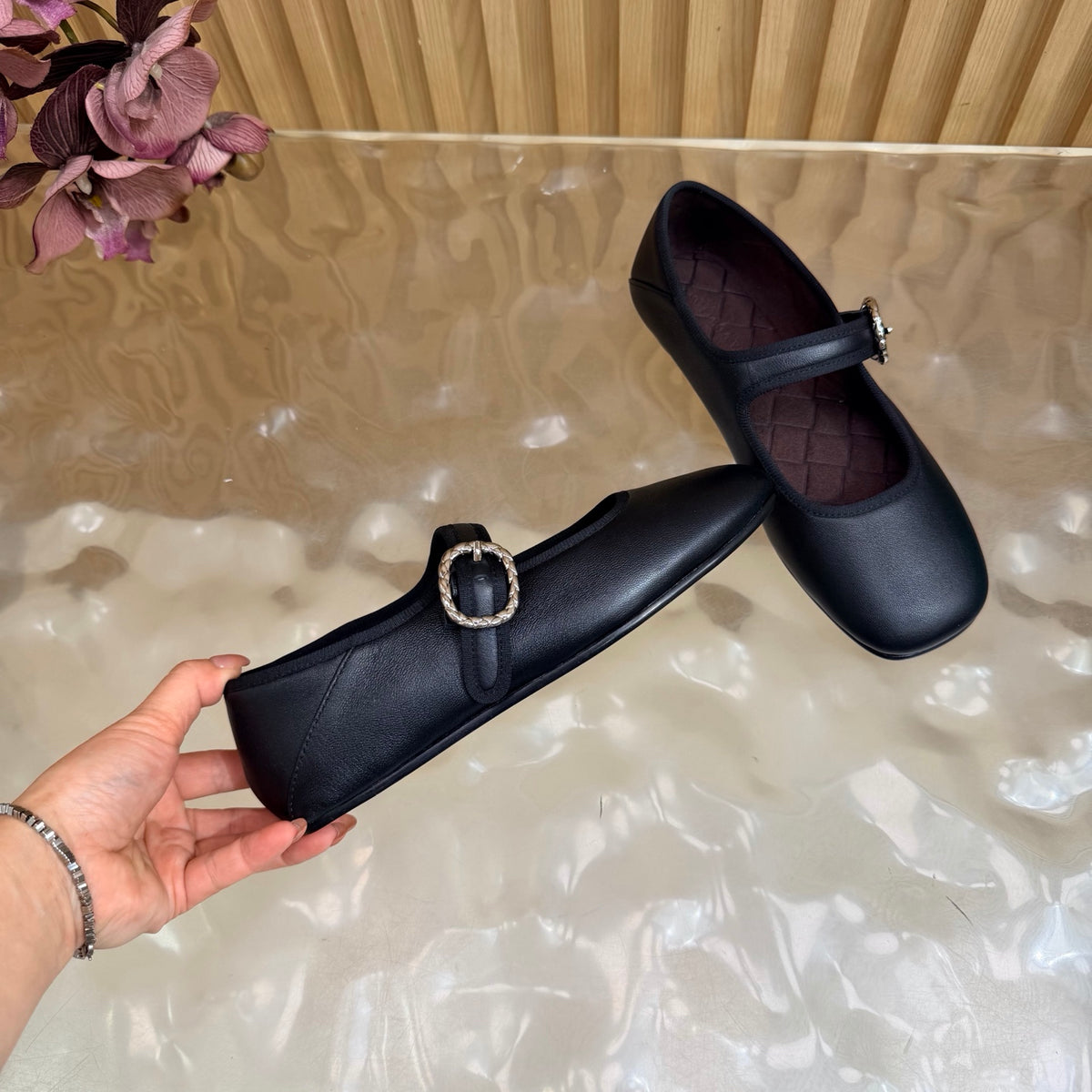 Black Veneziana Mary-Jane Ballerina