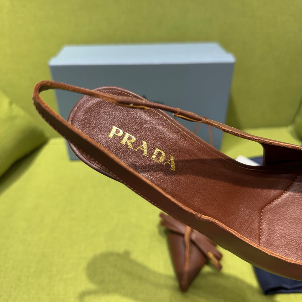 Cocoa Brown Leather Slingback Pumps