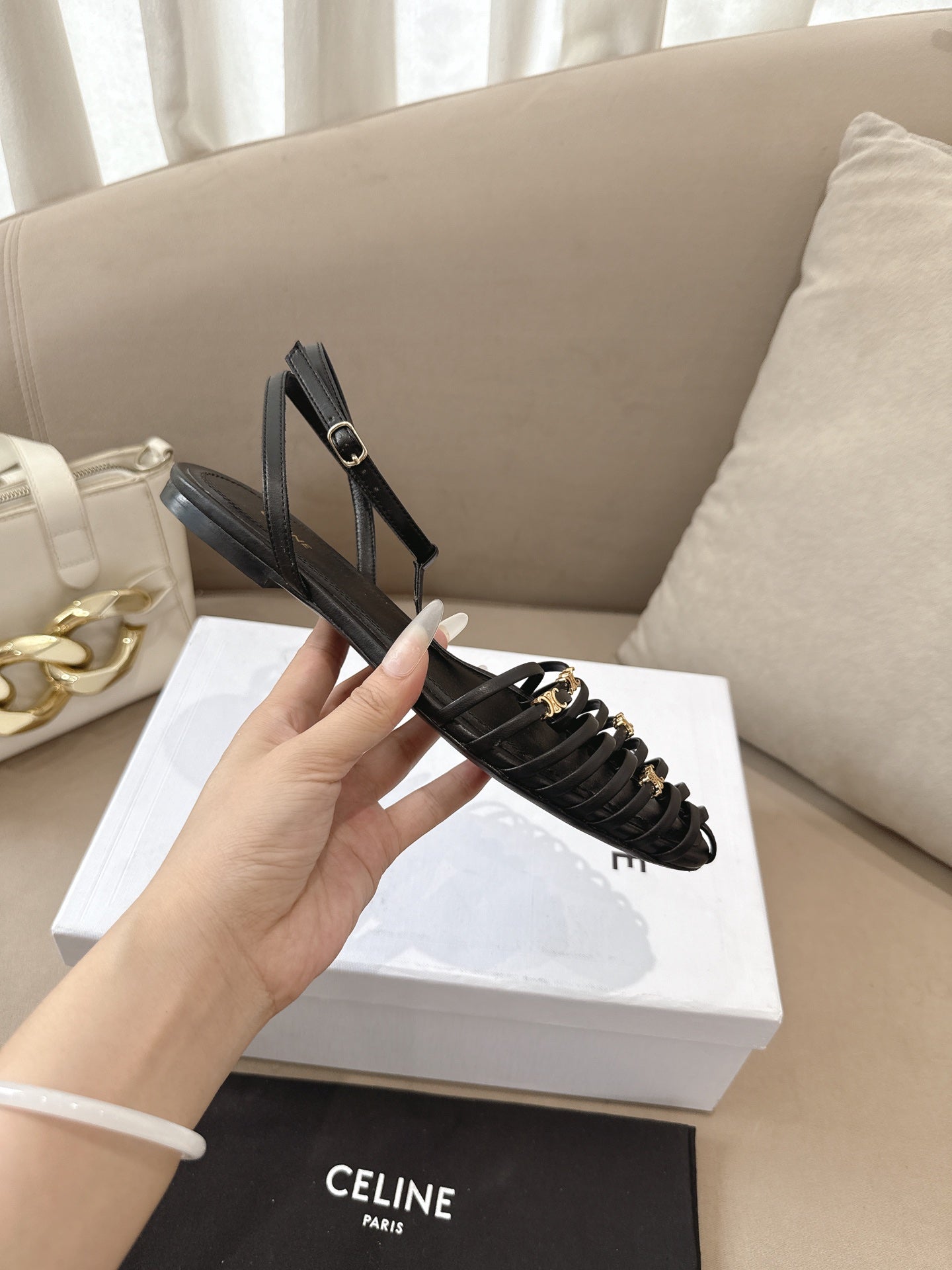 Black Cage Flat Sandal