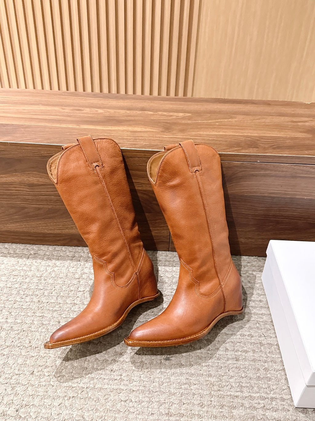 Cognac Heel-Less Western Boots