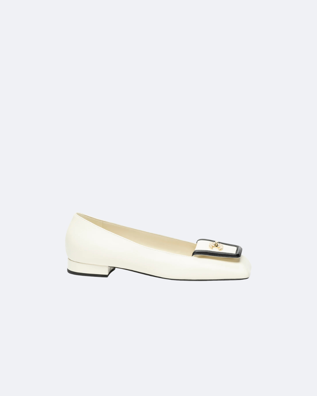 Ivory & Black Ballet Flats