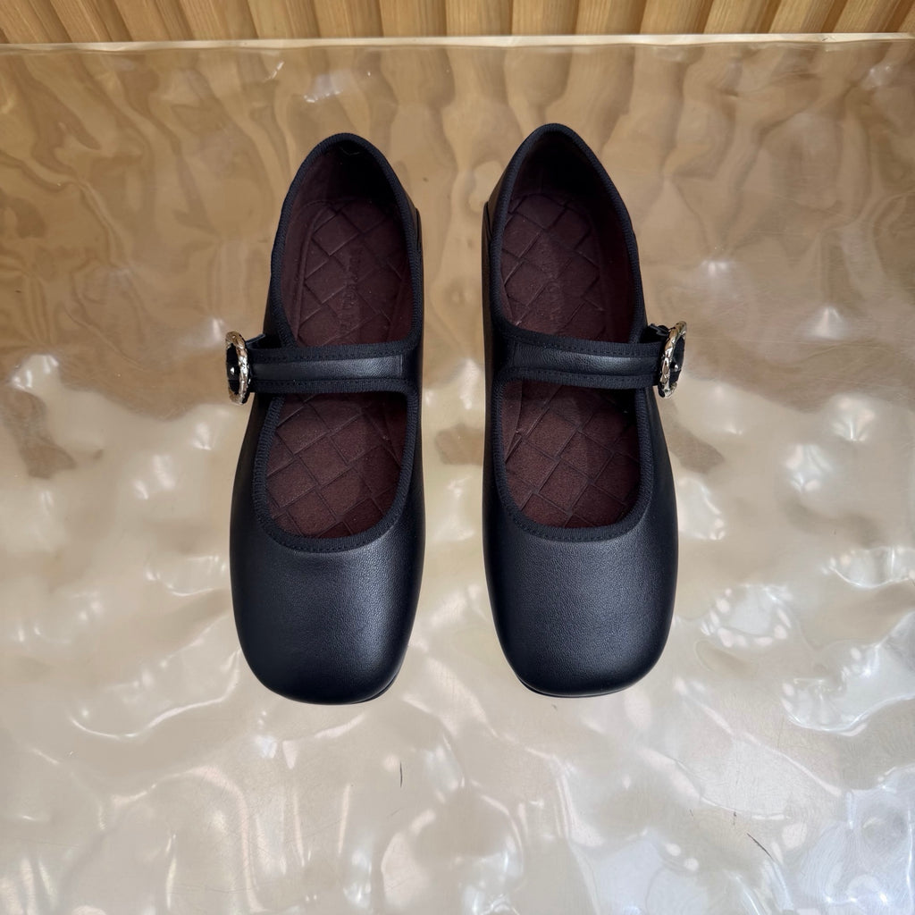 Black Veneziana Mary-Jane Ballerina