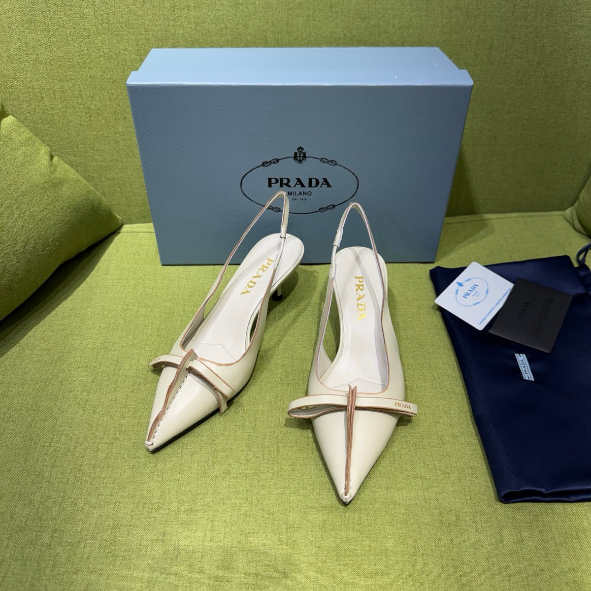 Chalk White Leather Slingback Pumps