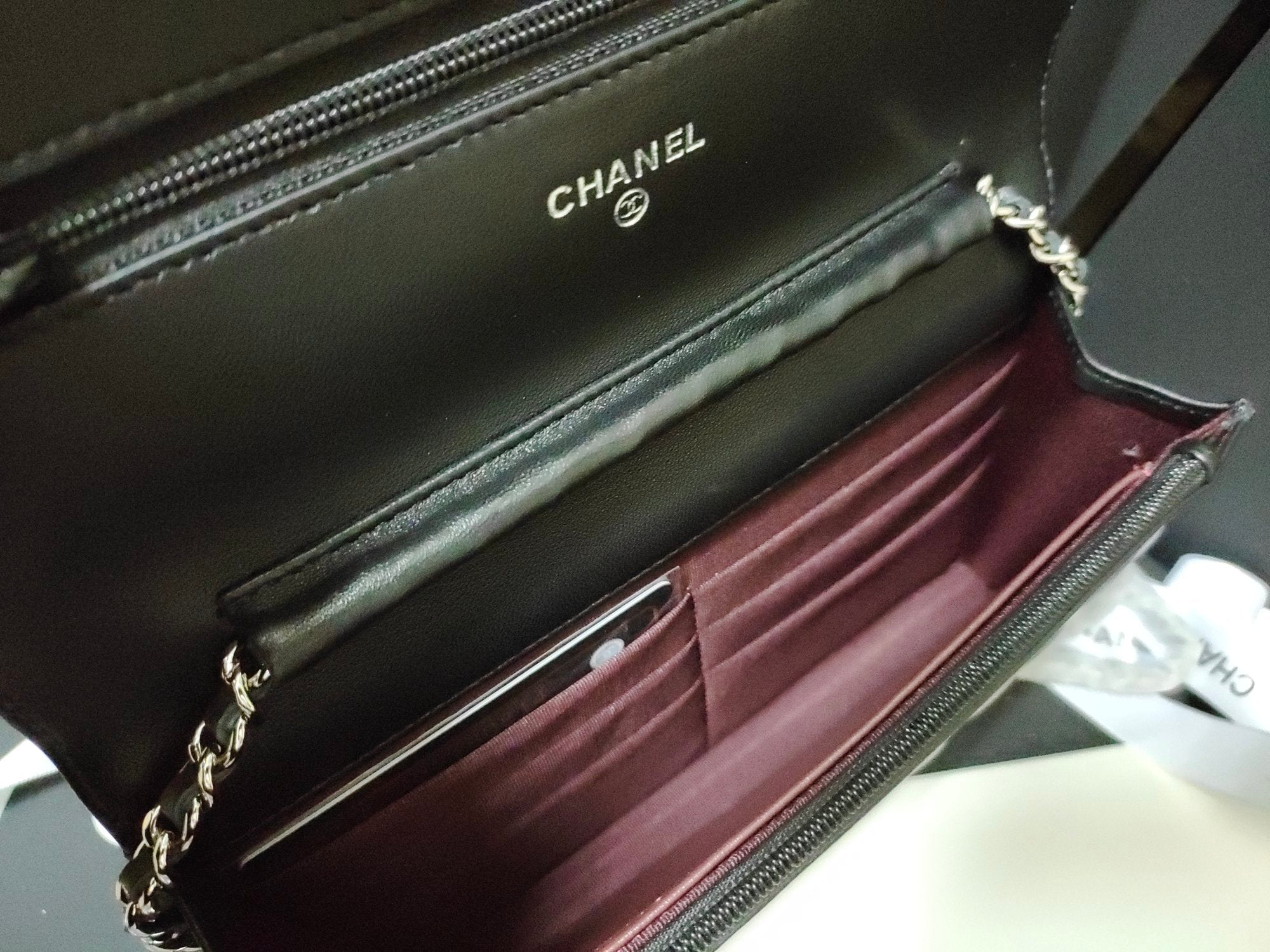 Black classic wallet on chain