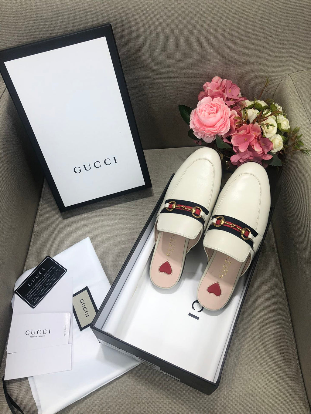 White leather with tonal piping GP slipper
