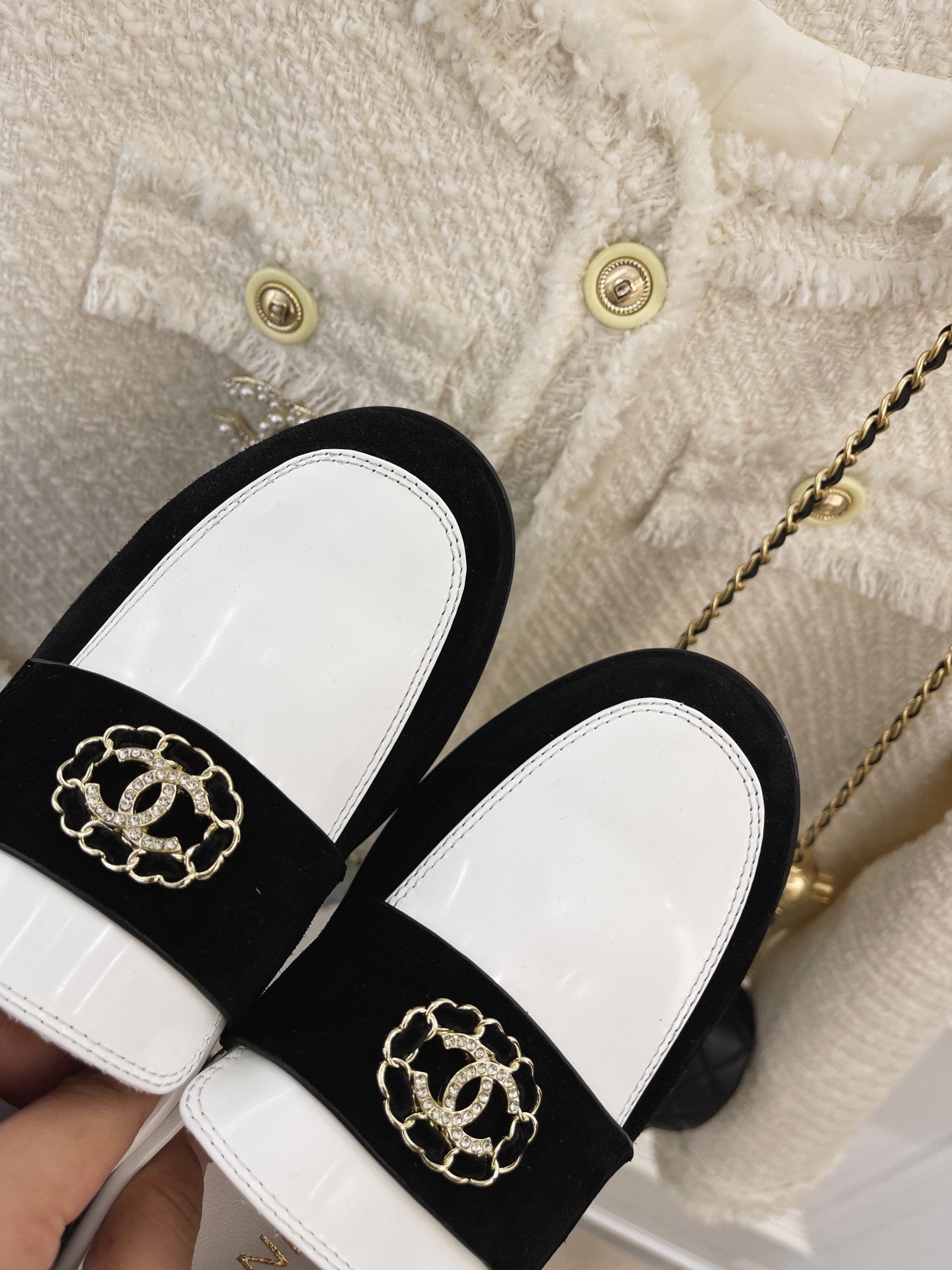 White & Black CC loafers