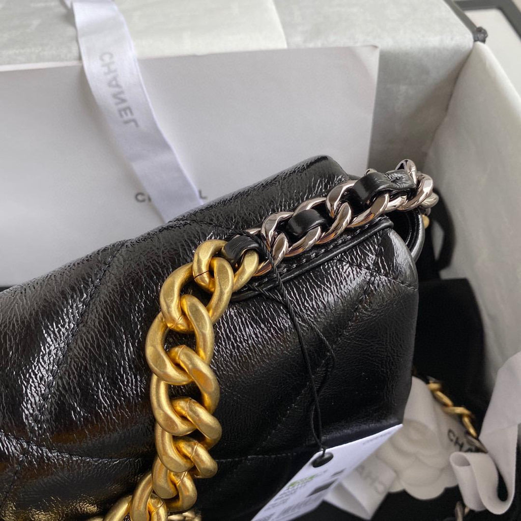 Medium black 19 flap bag