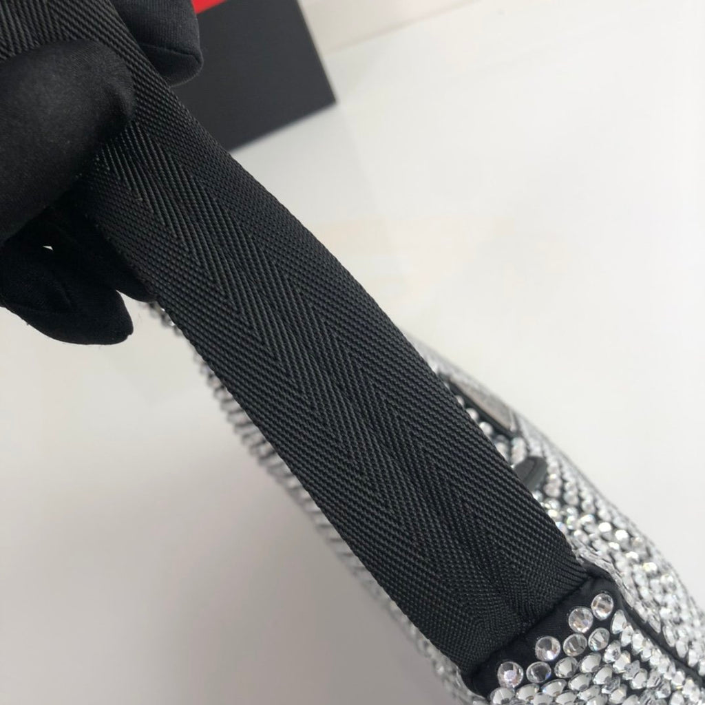 Black satin mini-bag with crystal