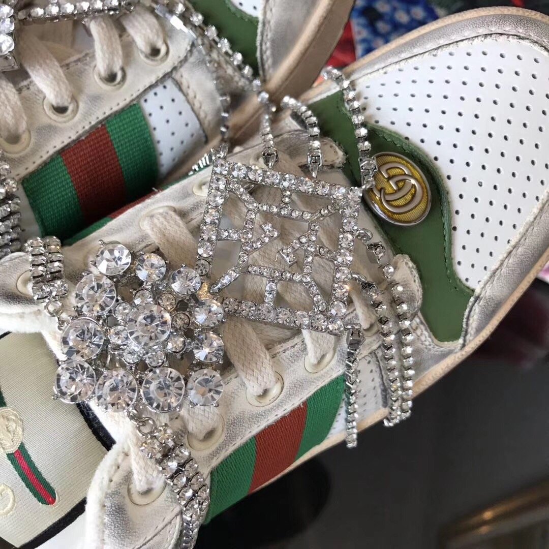 off-white GS canvas-trimmed leather sneakers