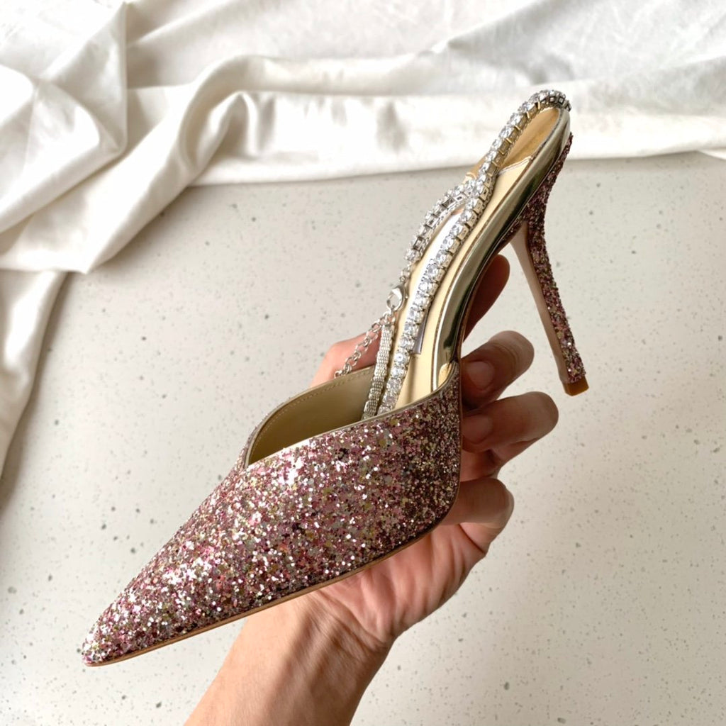 Rose coarse glitter JS pumps