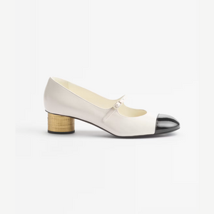Ivory And Black MJ Pumps