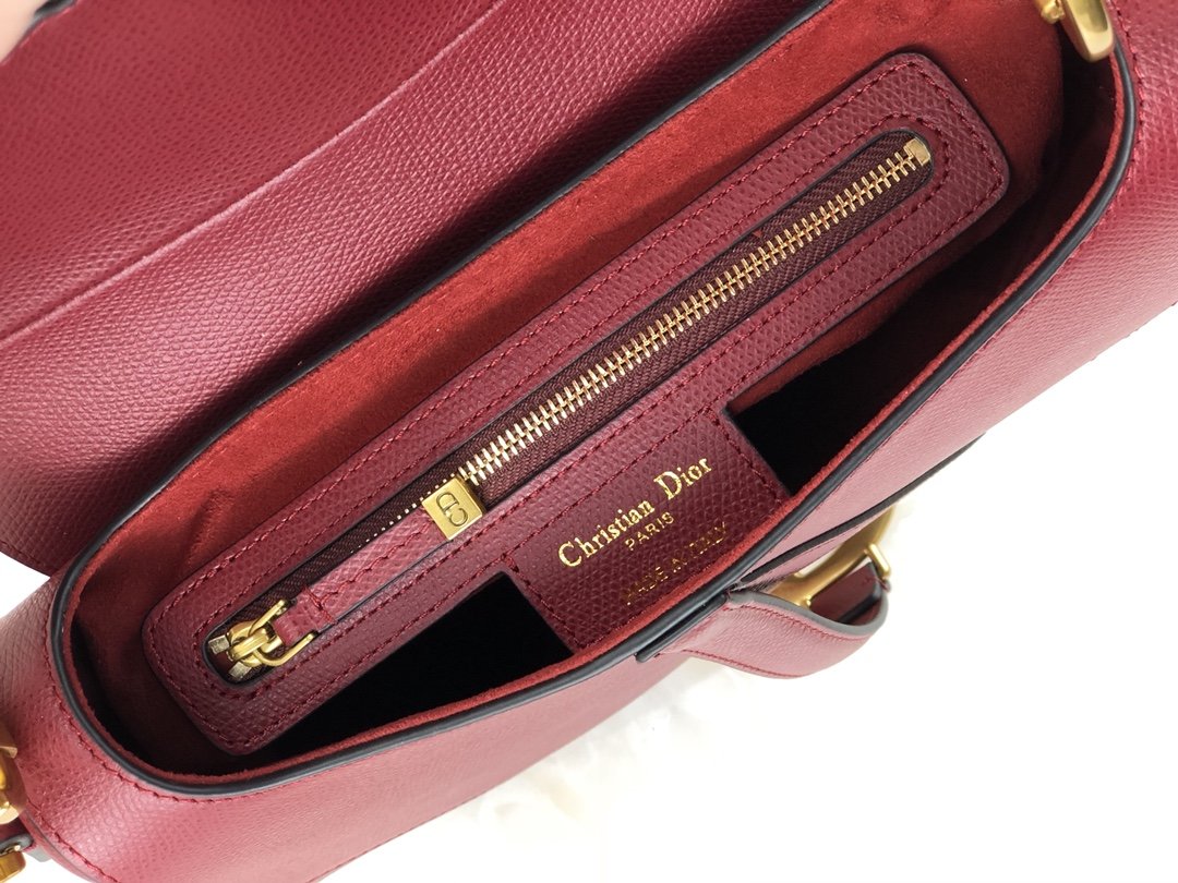 Cherry red DS stamped grain calfskin bag
