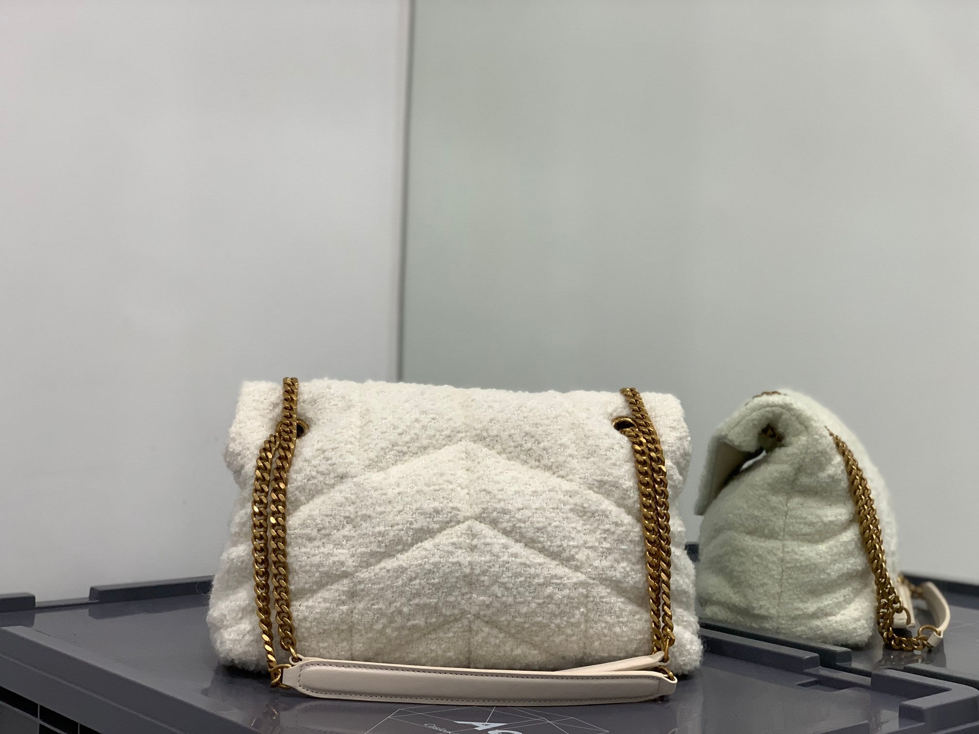 White tweed LP small bag