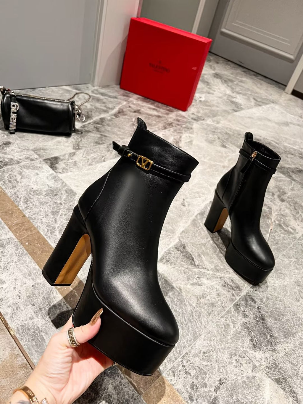 Black TG platform ankle boot 120mm
