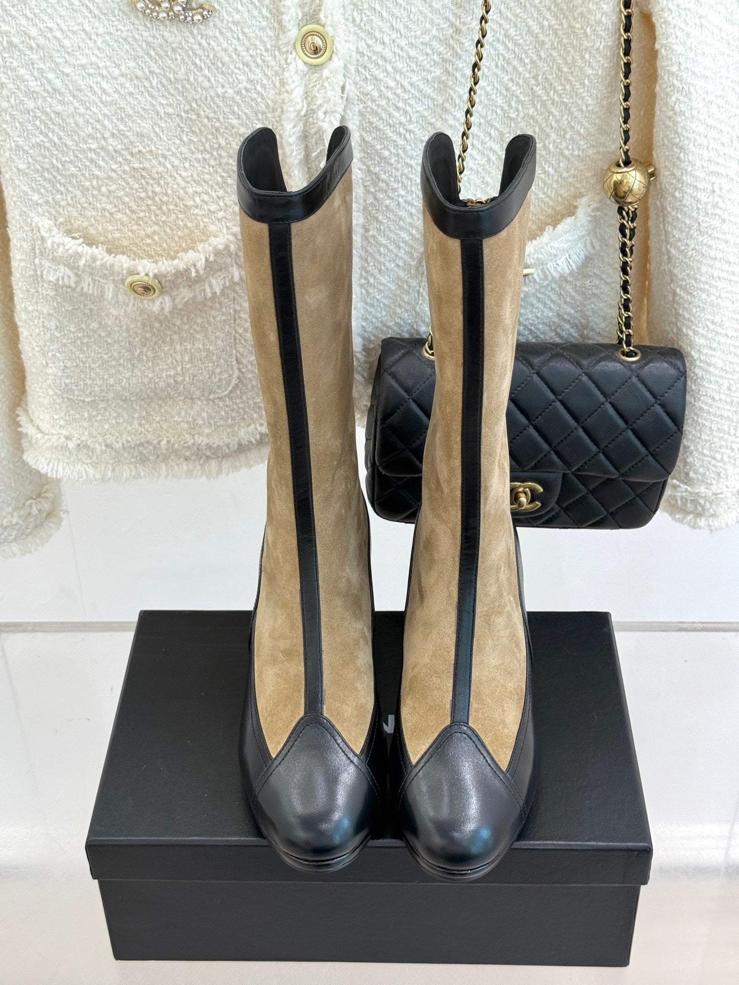 Beige & Black Métiers D’art High Boots