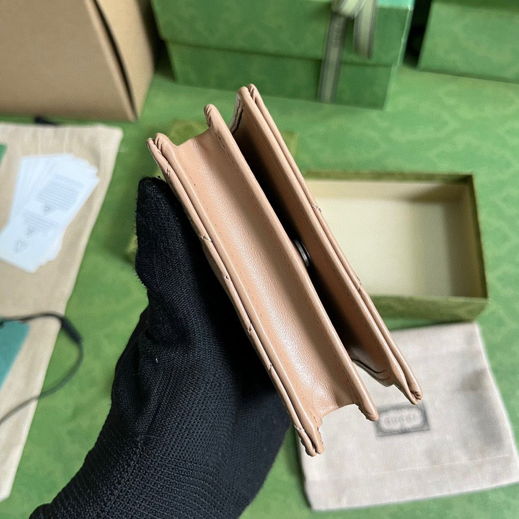 Rose Beige GM Small Quilted Leather Wallet