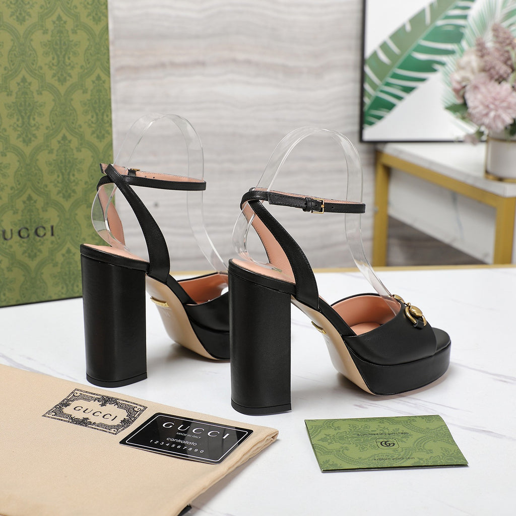 Black Horsebit Platform Sandal
