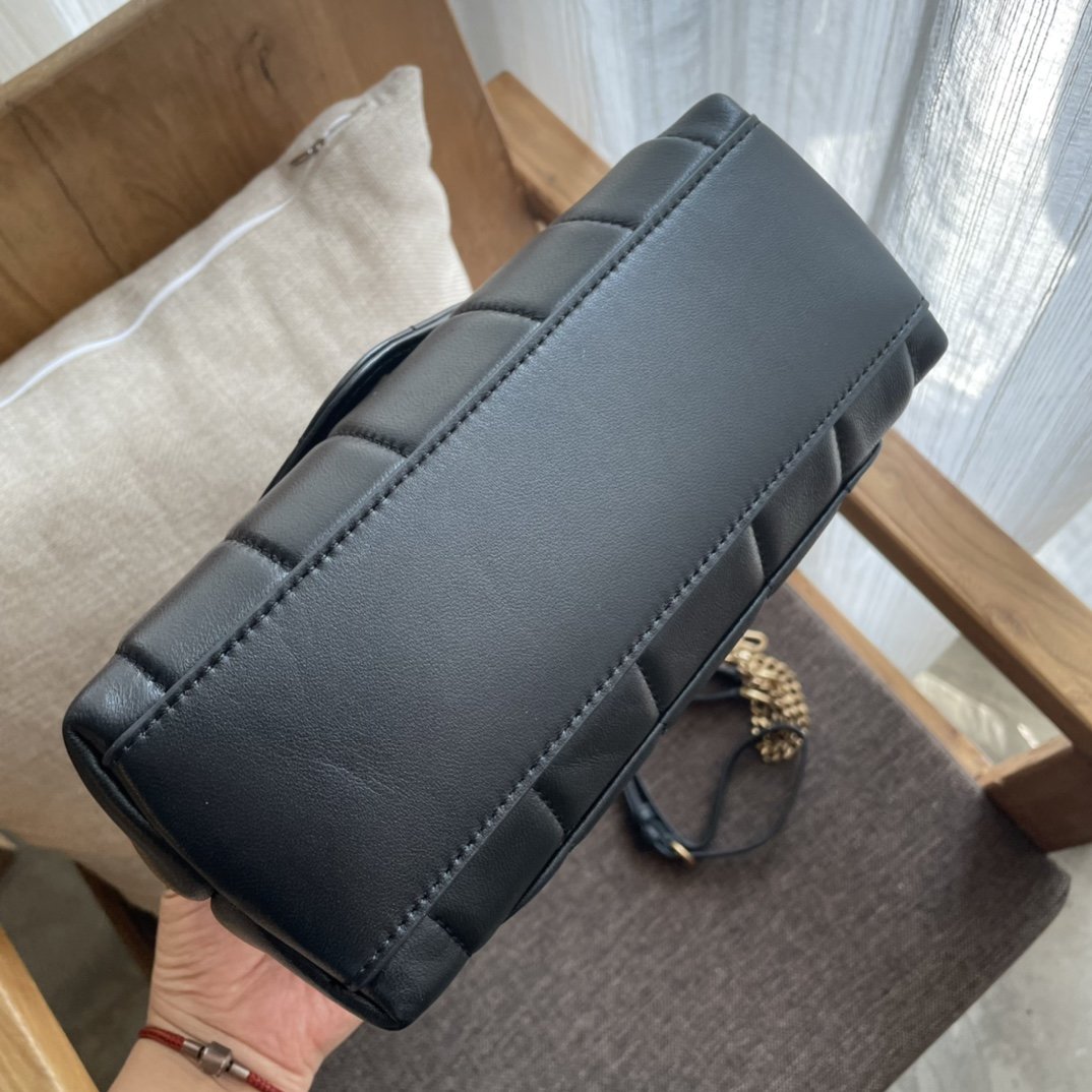 Black TK quilted small satchel