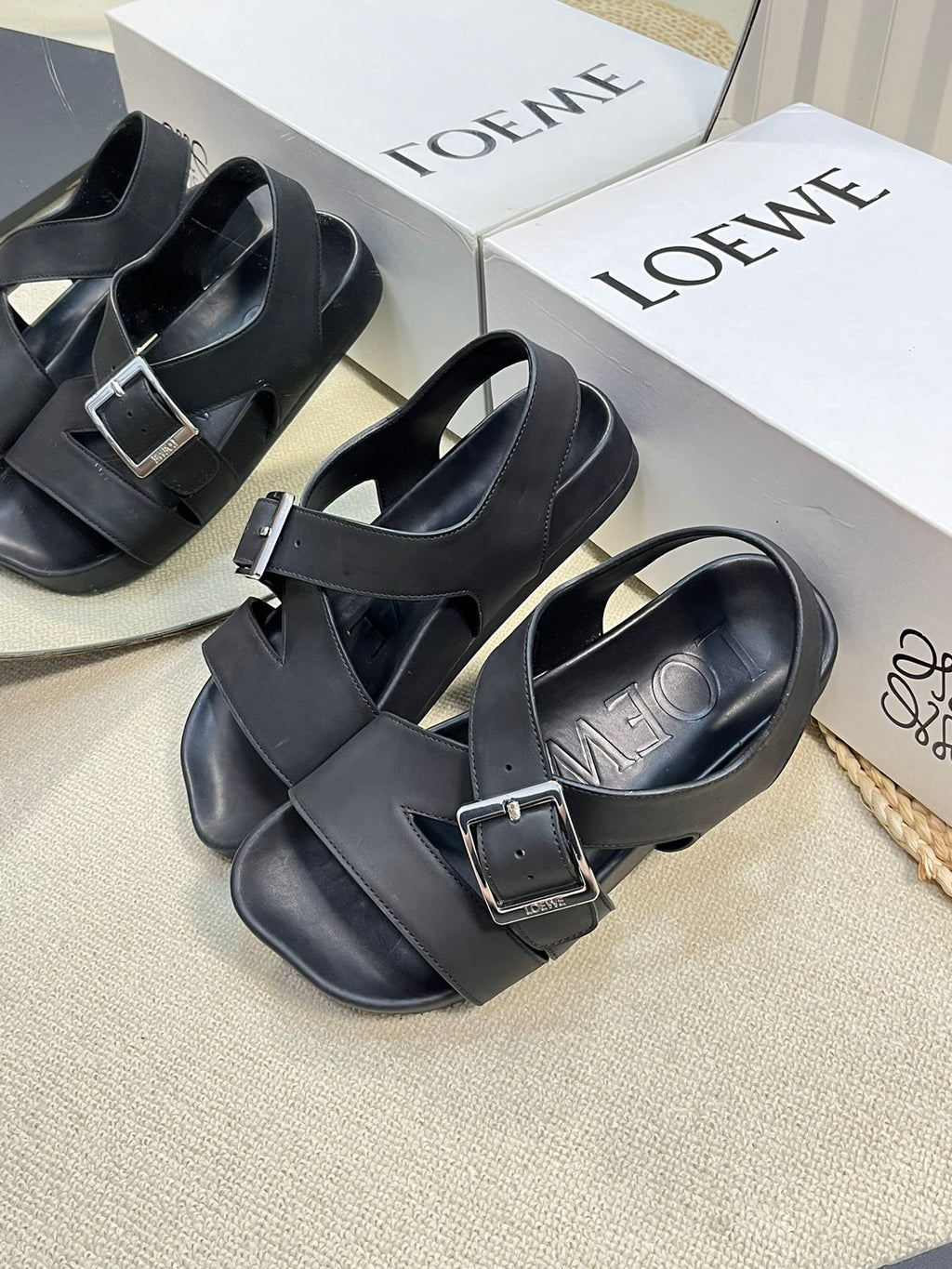 Black LE Buckle Sandal