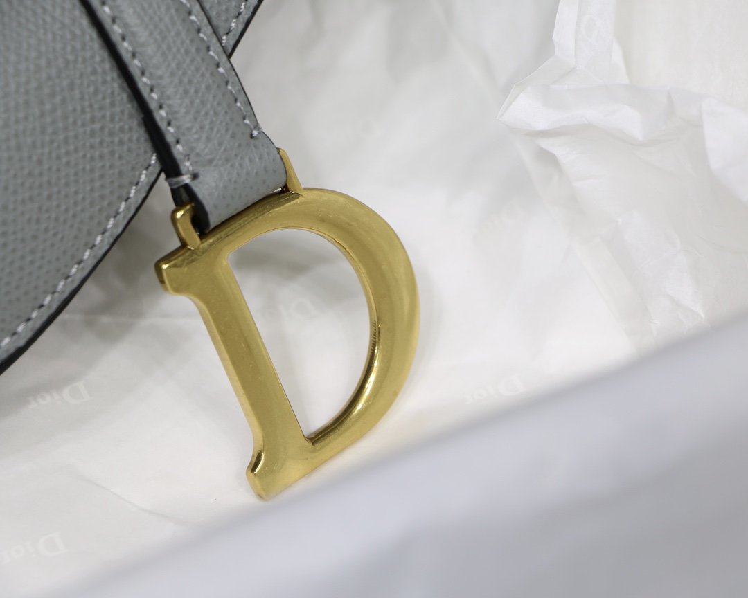 Gray stone DS grain calfskin bag