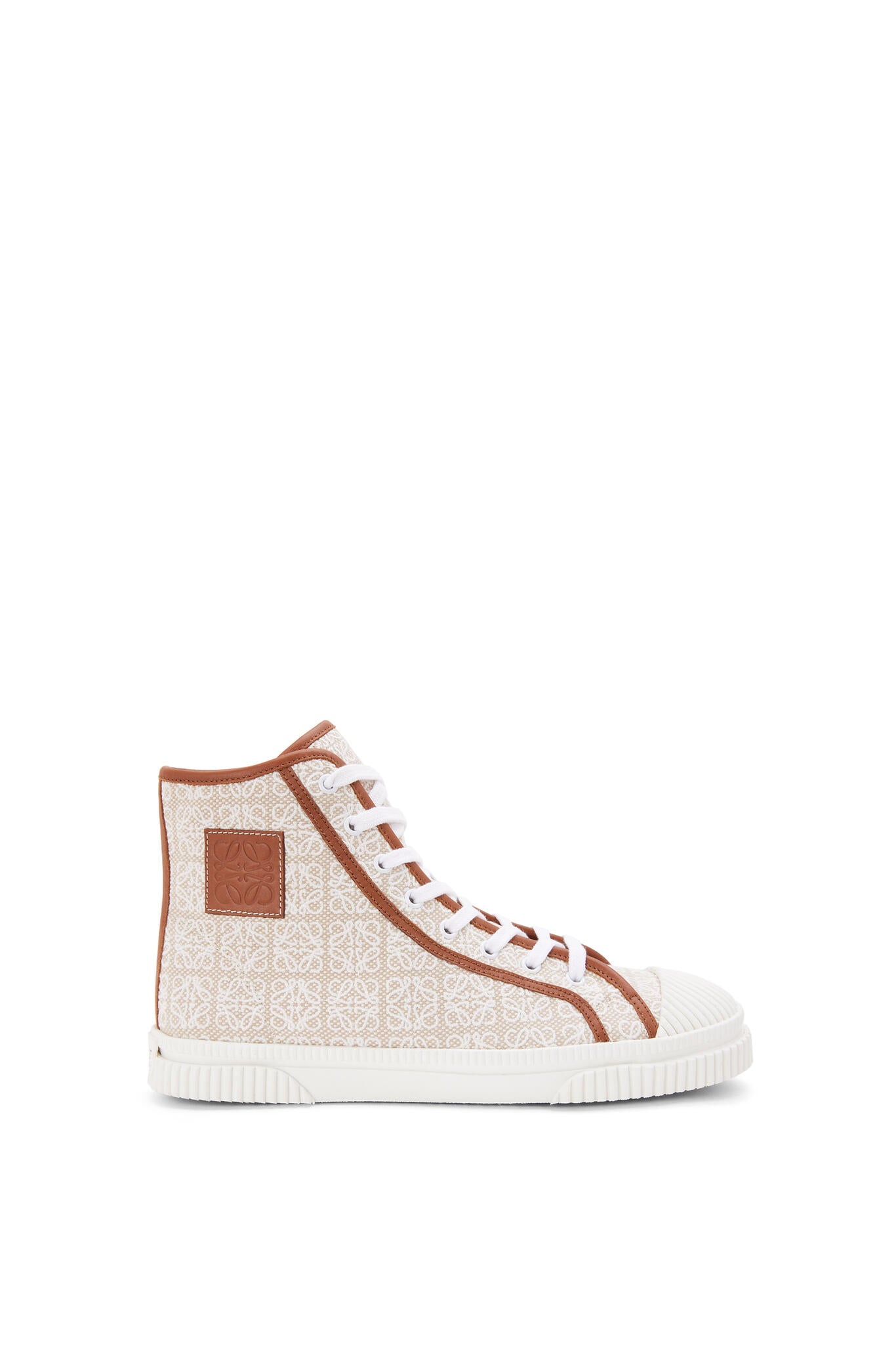 Natural/White LA high top sneaker in canvas
