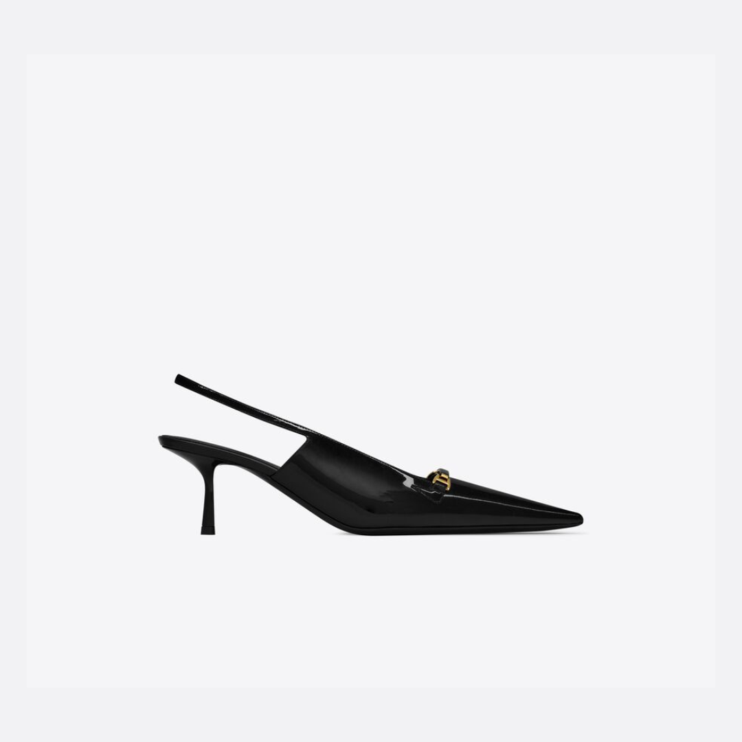 Black YC Slingback Pumps In Patent Leathe