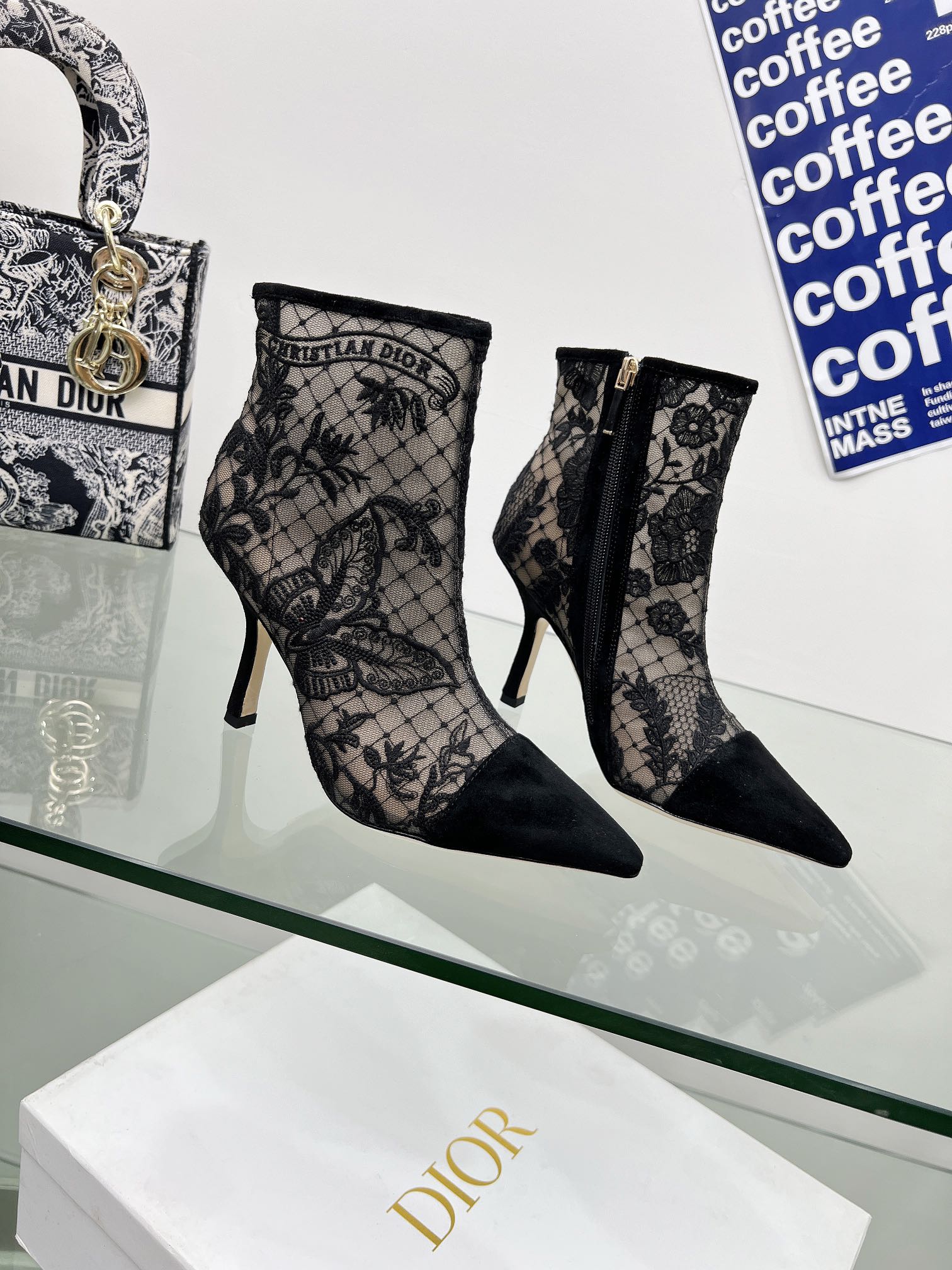 Black Mesh & Suede DC Heeled Ankle Boot