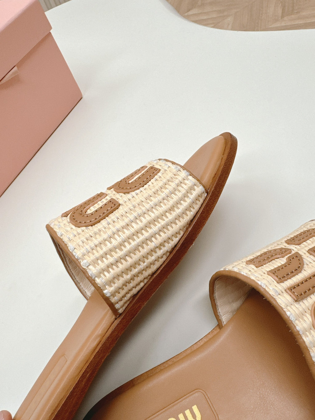 Natural Raffia-Effect Mules