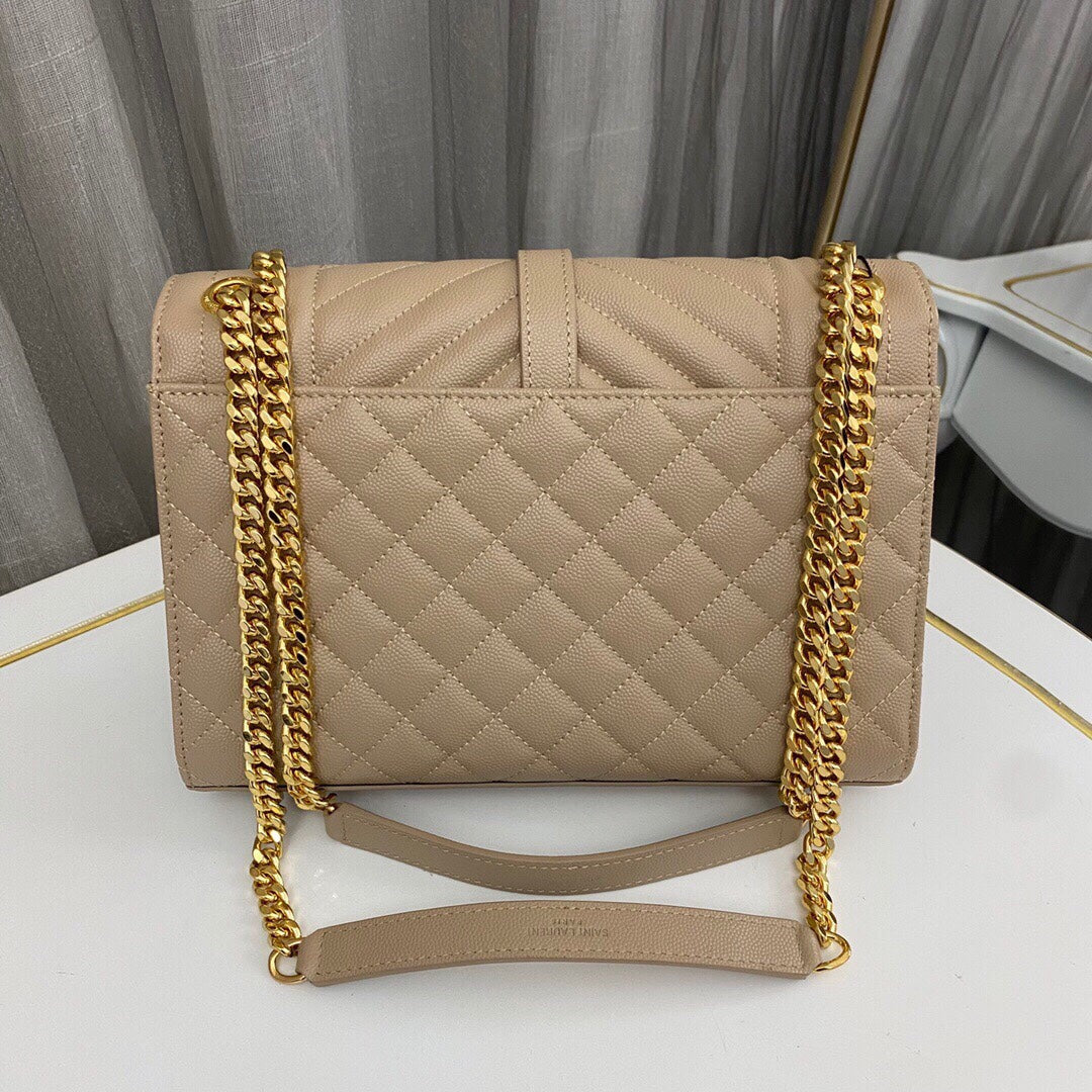 Dark Toffee Envelope Medium Quilted Textured-Leather