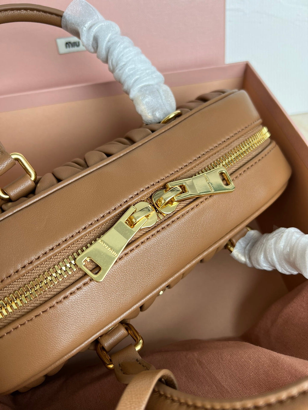 Caramel Arcadie Matelassé Leather Bag