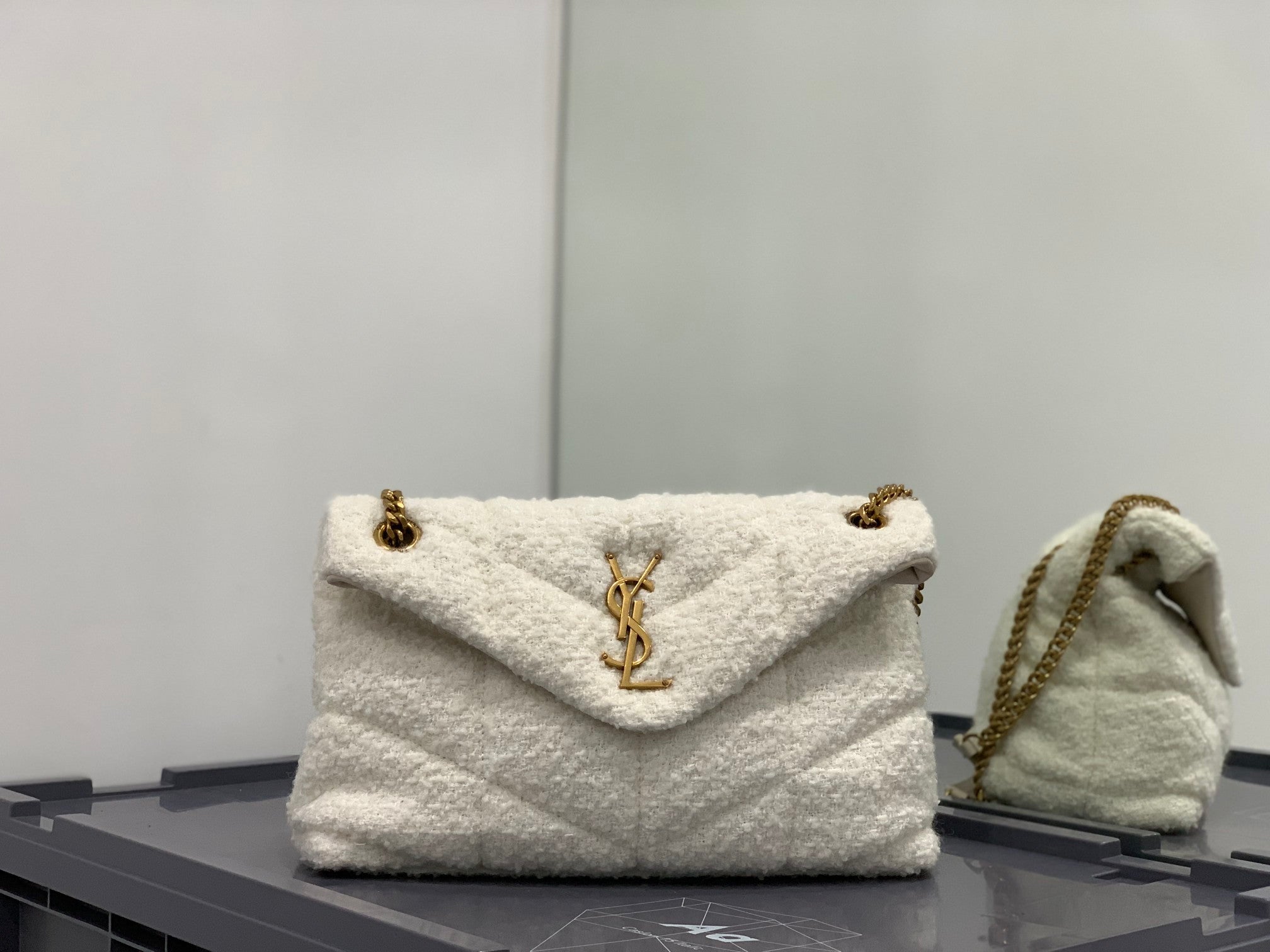 White tweed LP small bag