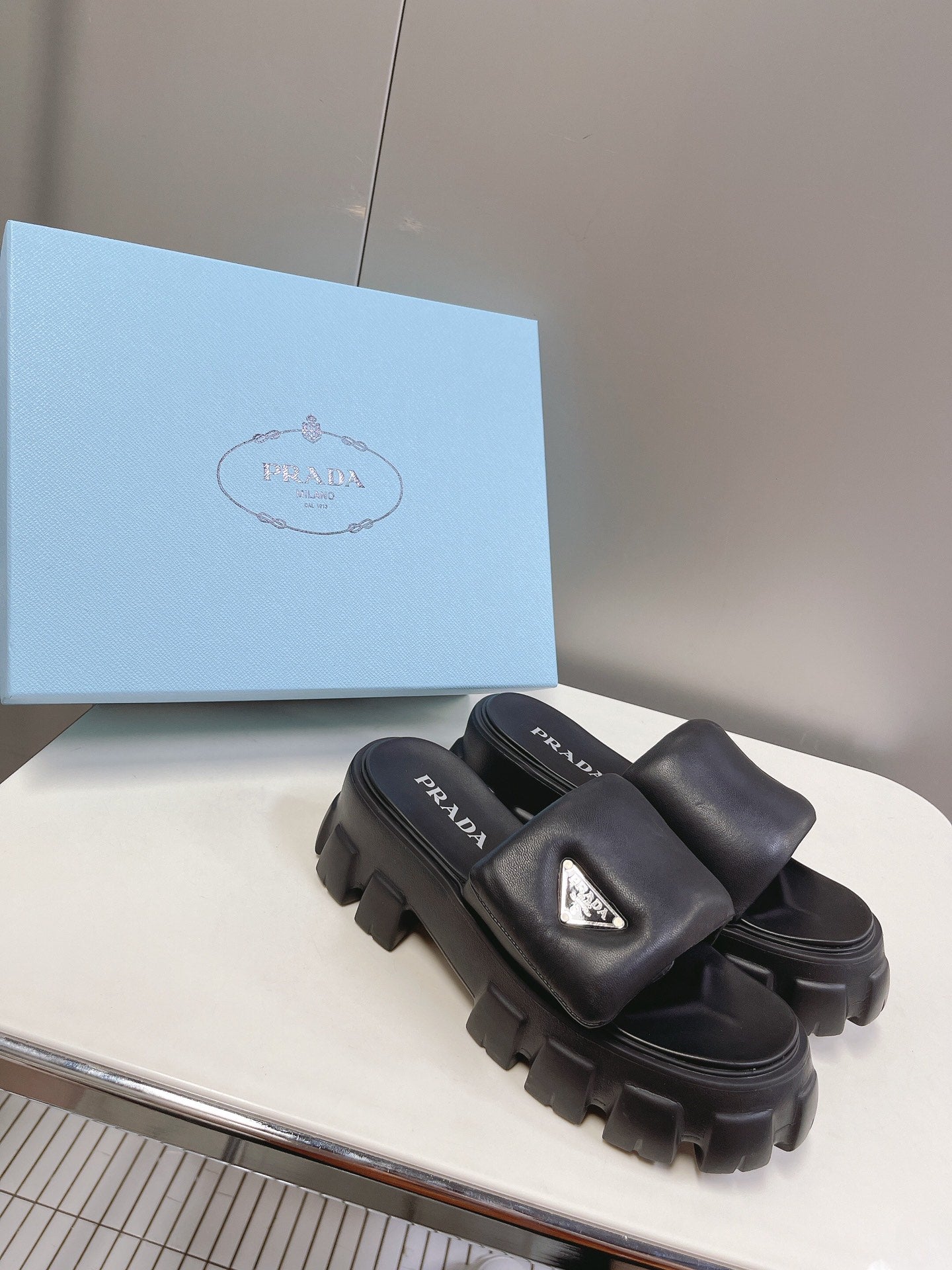 Black Soft Padded Leather Sandals