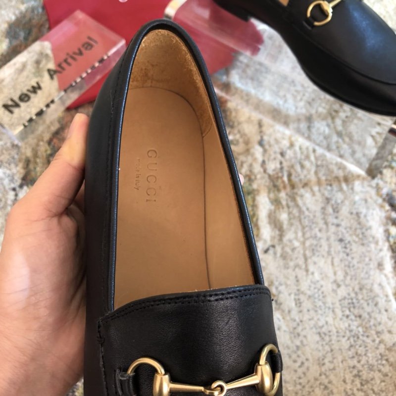 Black GJ leather collapsible-heel loafers