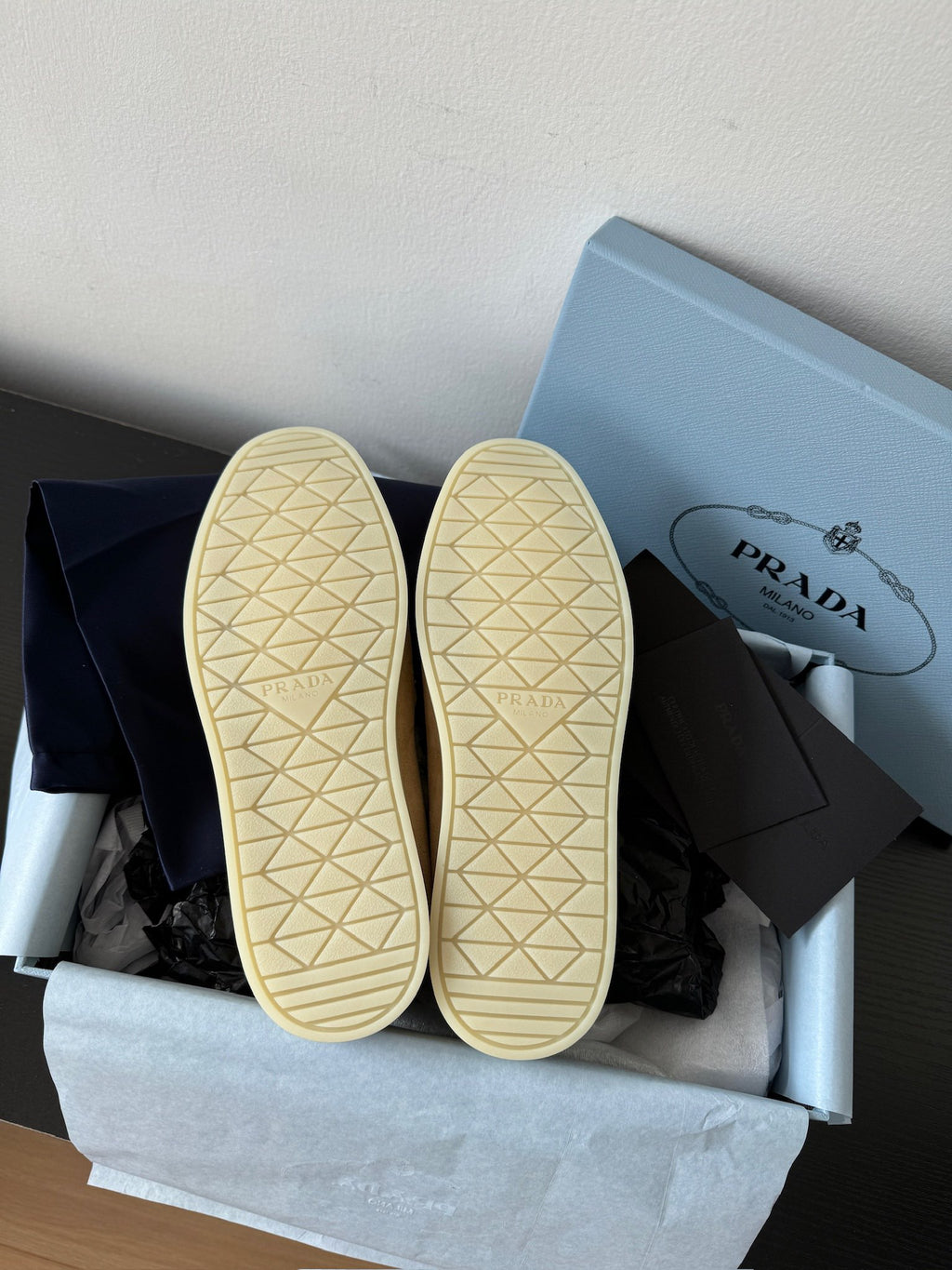 Ecru Suede & Shearling Loafers