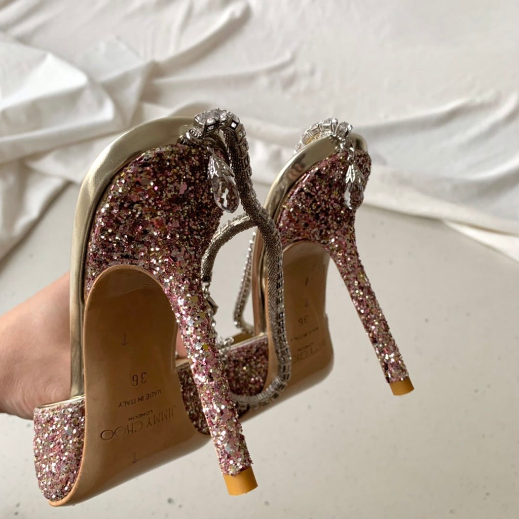 Rose coarse glitter JS pumps