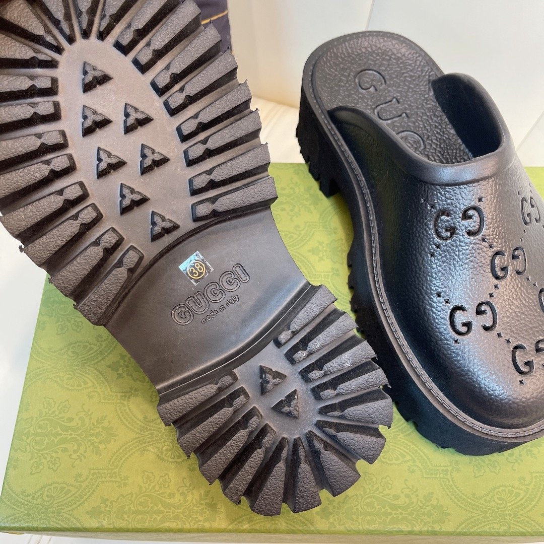 Black GE rubber platform mules
