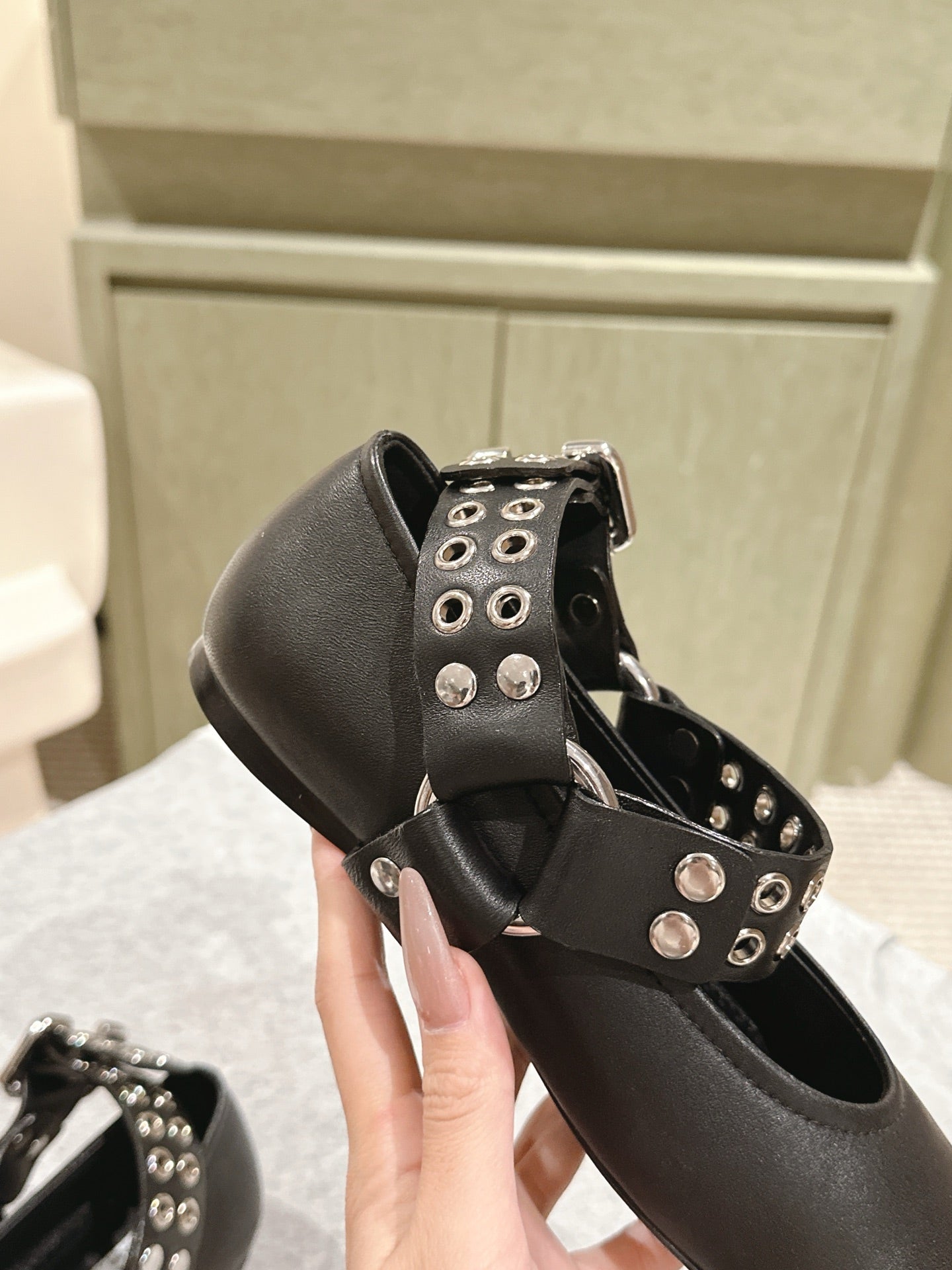 Black Biker Ballet Flats