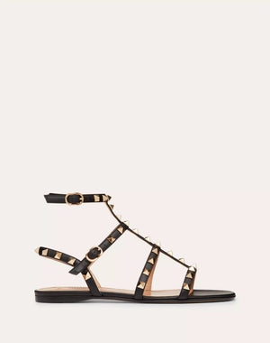 Black VR Flat Sandal With Straps